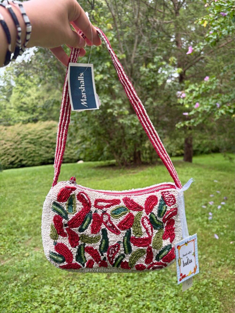 NWT Beaded Spicy Chili Pepper Bag Handmade in India - Picture 1 of 7
